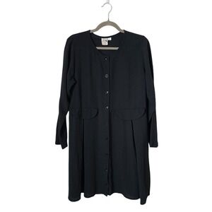 DULCIE &‎ DAISY Amy Rigg Wool Blend Button Front Midi Lagenlook blouse Black 2